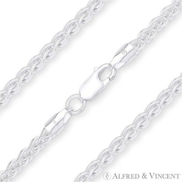 4.2mm Classic Wheat Link Spiga Chain Bracelet in .925 Sterling Silver - 7" - Picture 1 of 2